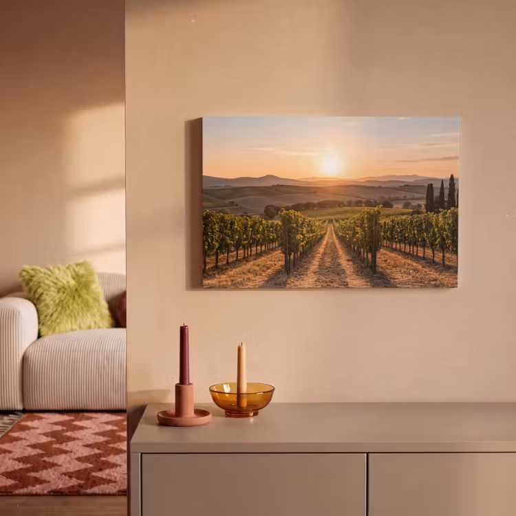 Canvas schilderij - Wijngaard - Zonsondergang - Landschap — 2