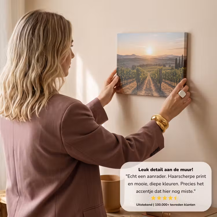 Canvas schilderij - Wijngaard - Zonsondergang - Landschap — 3