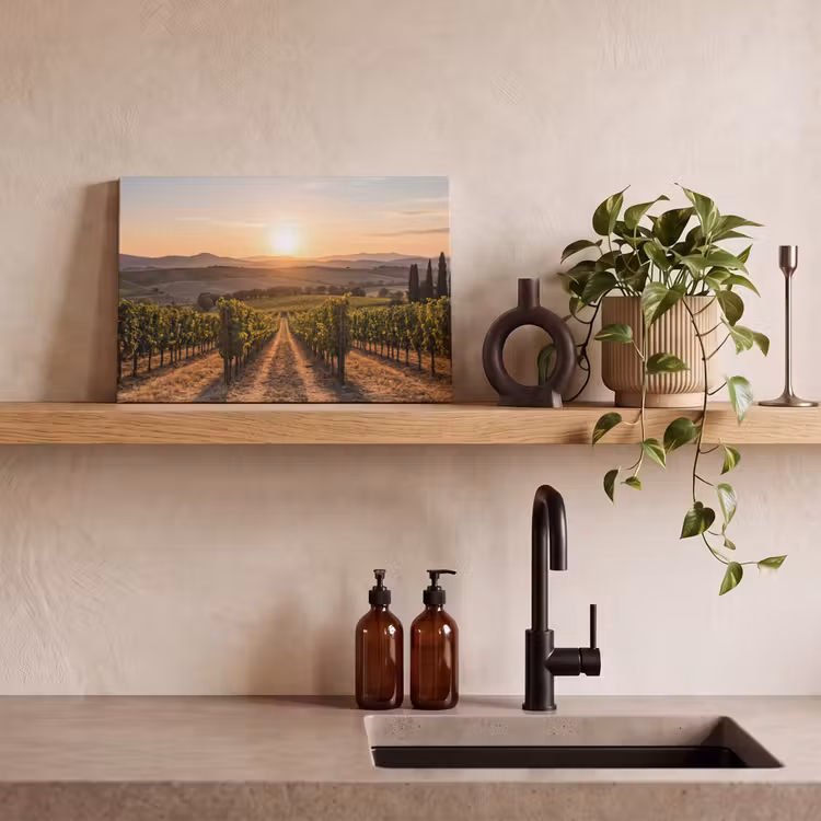 Canvas schilderij - Wijngaard - Zonsondergang - Landschap — 4