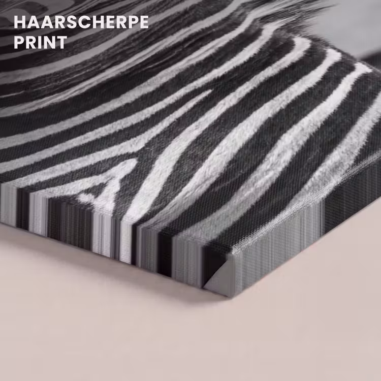 Canvas schilderij - Zebra's - Zwart - Wit — 5