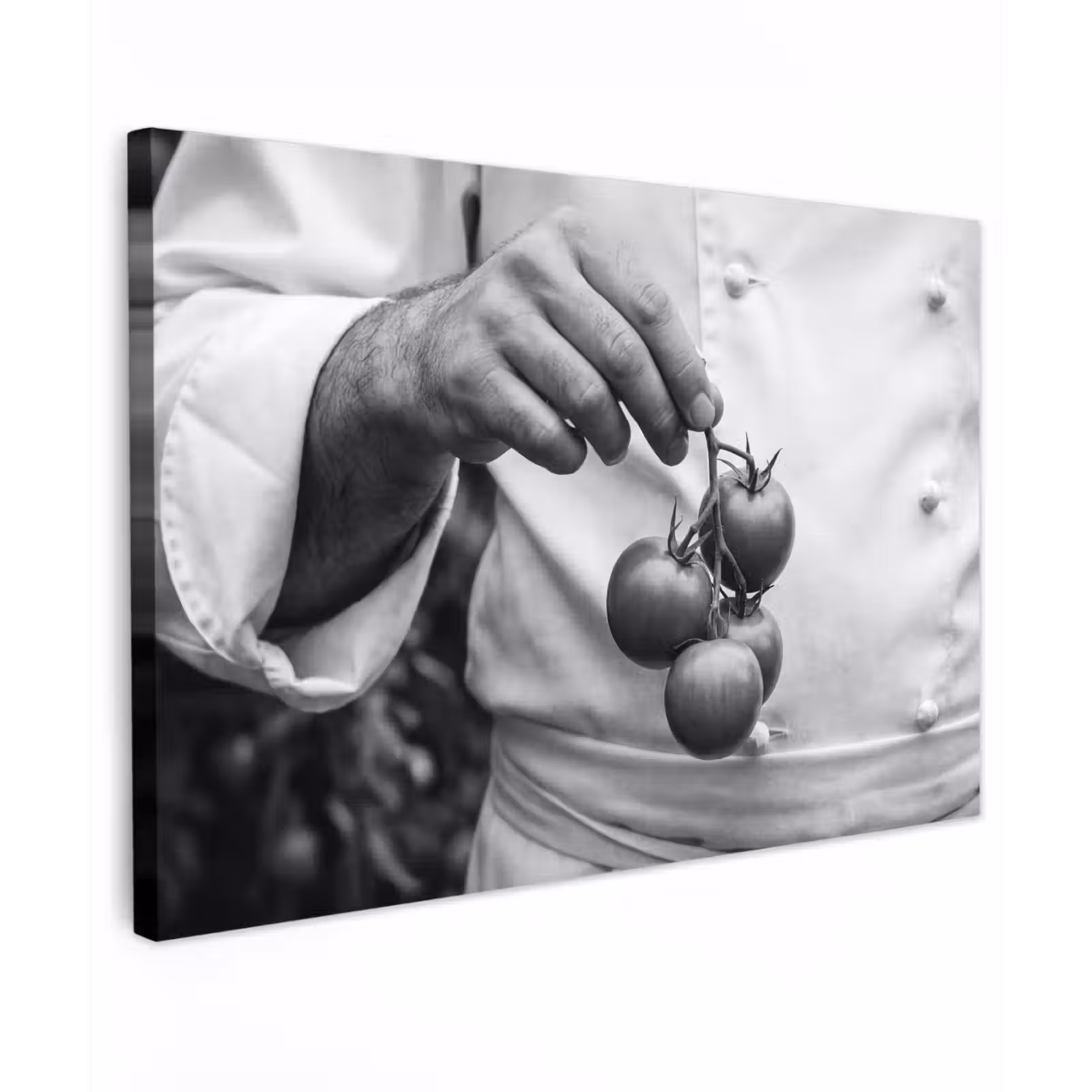 Canvas schilderij - Tomaten - Chef - Zwart - Wit — 1