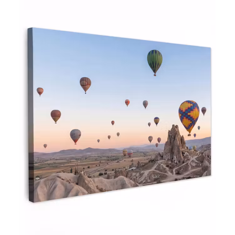 Canvas schilderij - Luchtballonnen - Rotsen - Zonsopgang — 1