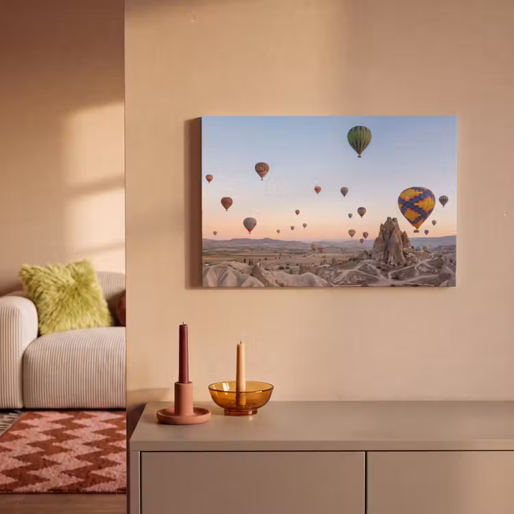 Canvas schilderij - Luchtballonnen - Rotsen - Zonsopgang — 2
