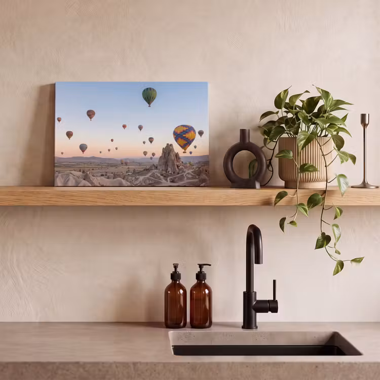 Canvas schilderij - Luchtballonnen - Rotsen - Zonsopgang — 4