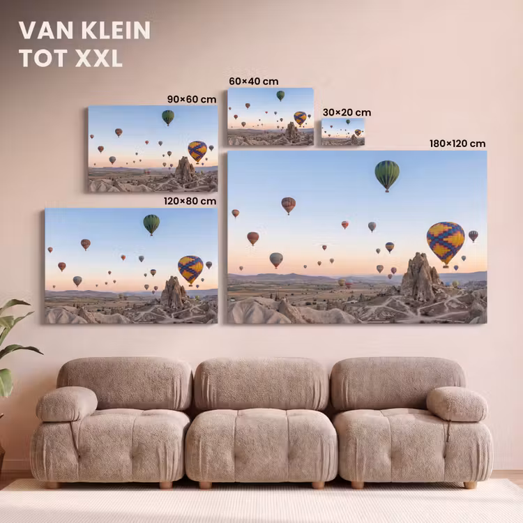 Canvas schilderij - Luchtballonnen - Rotsen - Zonsopgang — 8