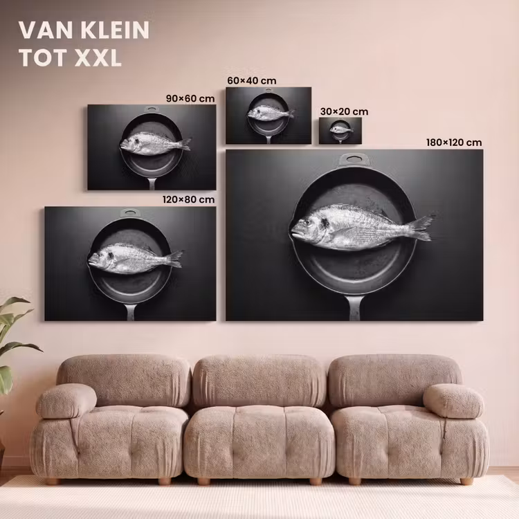Canvas schilderij - Pan - Vis - Zwart - Wit — 8