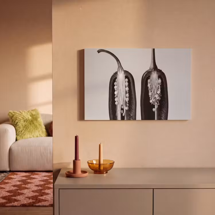 Canvas schilderij - Pepers - Zwart - Wit - Zaadlijsten — 2