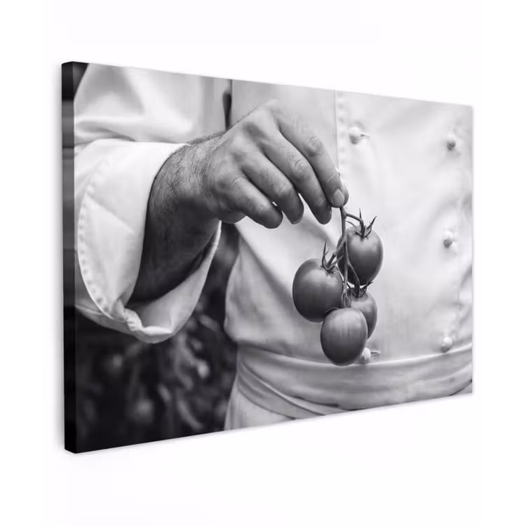 Canvas schilderij - Tomaten - Chef - Zwart - Wit — 1