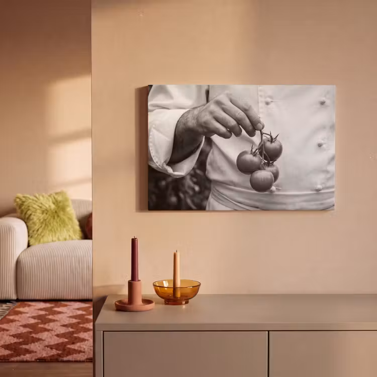 Canvas schilderij - Tomaten - Chef - Zwart - Wit — 2