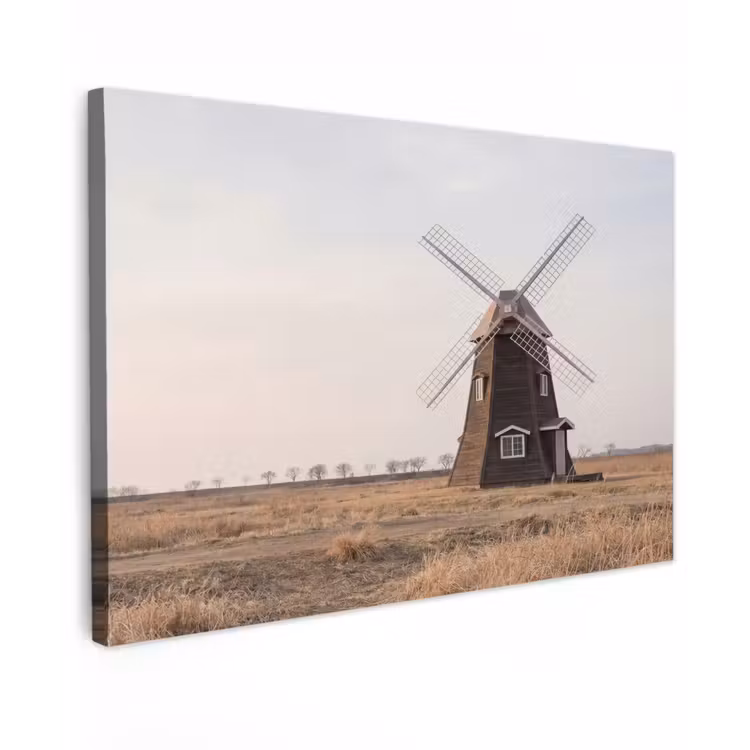Canvas schilderij - Windmolens - Landschap - Veld — 1