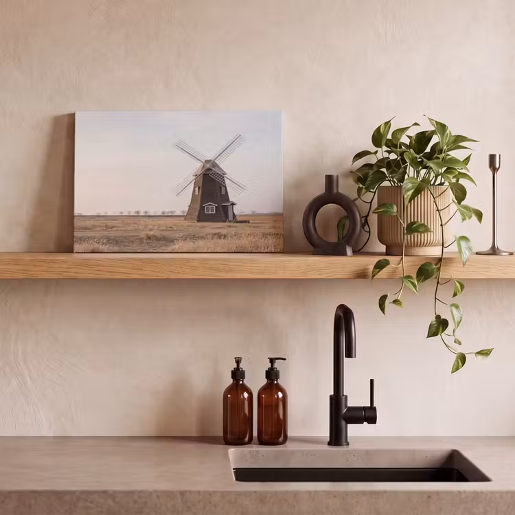 Canvas schilderij - Windmolens - Landschap - Veld — 4