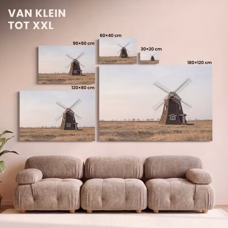 Canvas schilderij - Windmolens - Landschap - Veld — 8