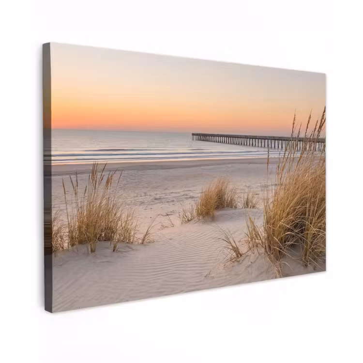 Canvas schilderij - Pier - Zonsondergang - Strand — 1