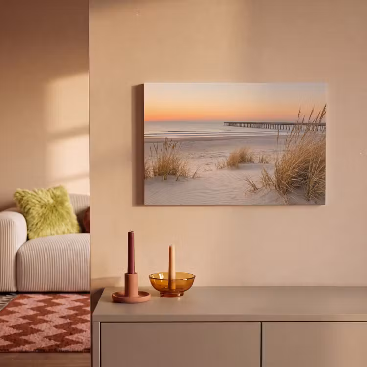 Canvas schilderij - Pier - Zonsondergang - Strand — 2