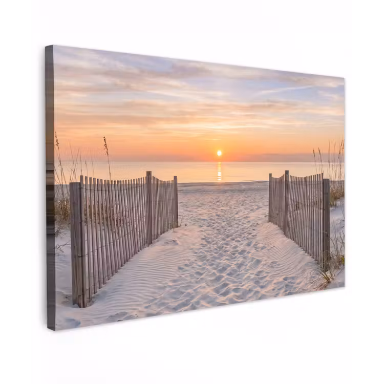Canvas schilderij - Zonsondergang - Strand - Zand — 1