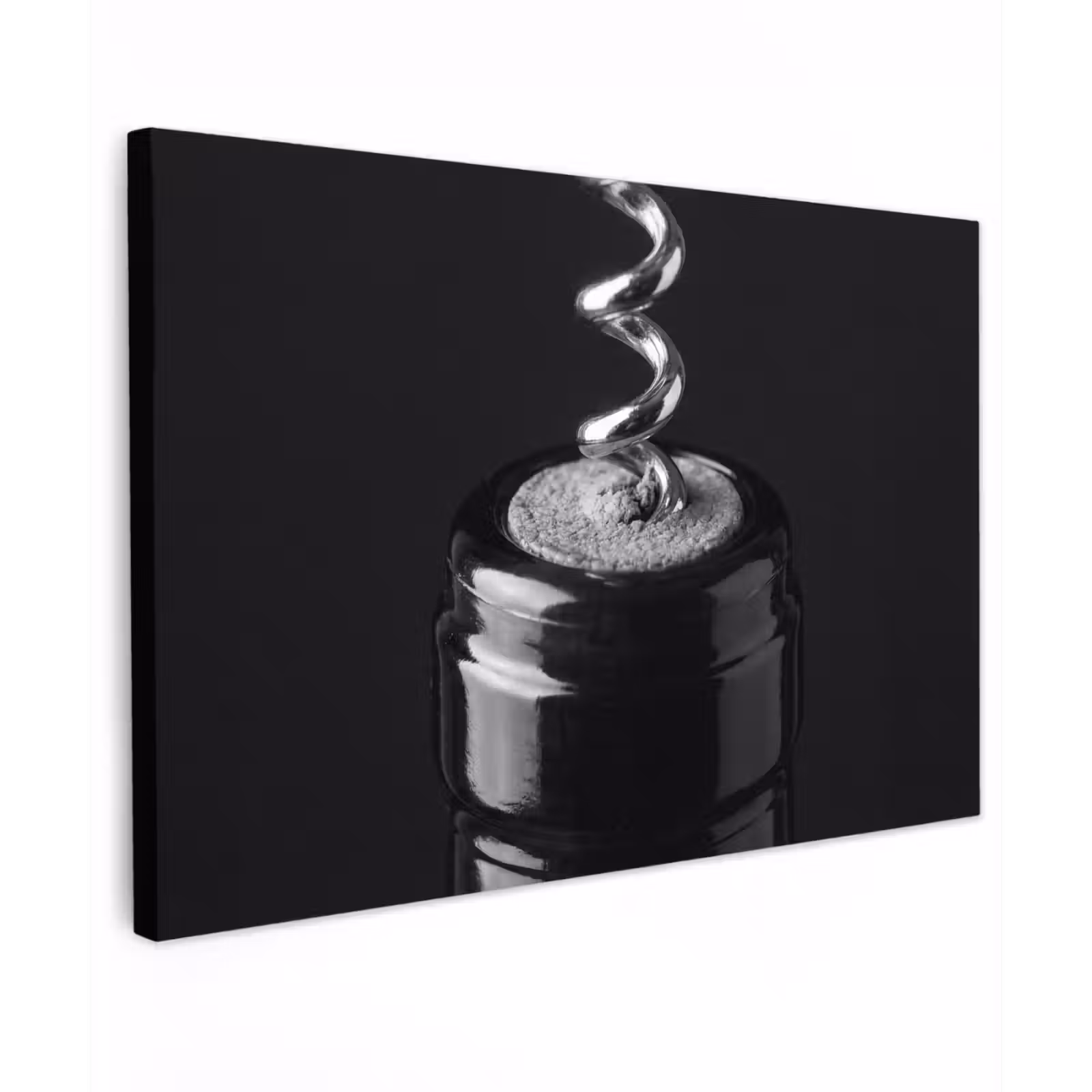 Canvas schilderij - Kurkentrekker - Wijn - Zwart - Wit — 1