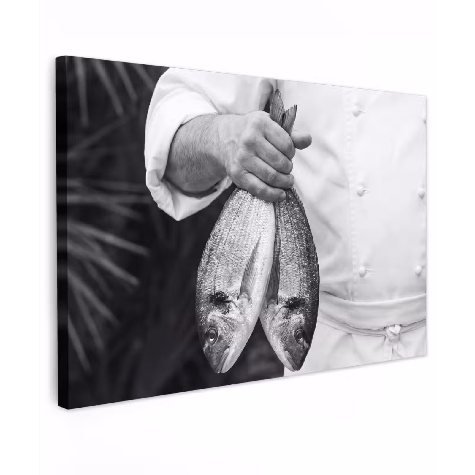 Canvas schilderij - Vissen - Chef - Zwart - Wit — 1