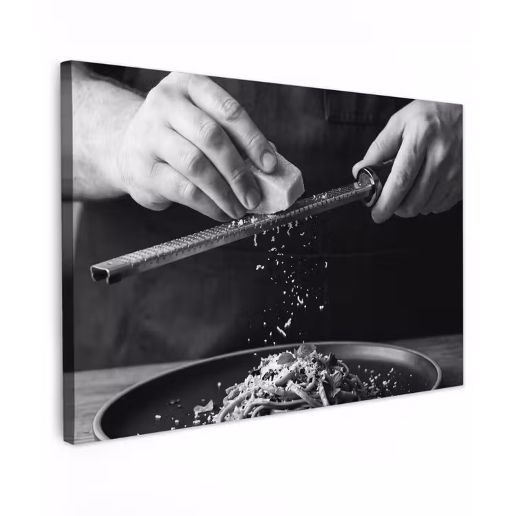 Canvas schilderij - Kaas - Pasta - Rasp — 1