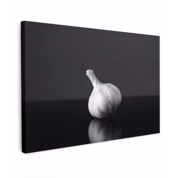 Canvas schilderij - Knoflook - Zwart - Wit — 1