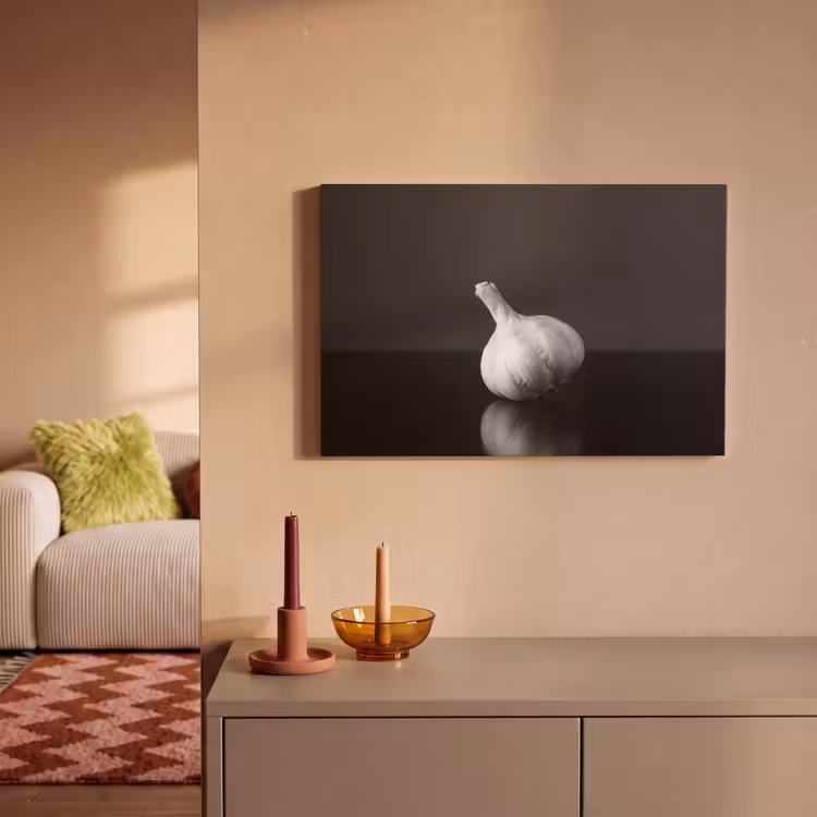 Canvas schilderij - Knoflook - Zwart - Wit — 2