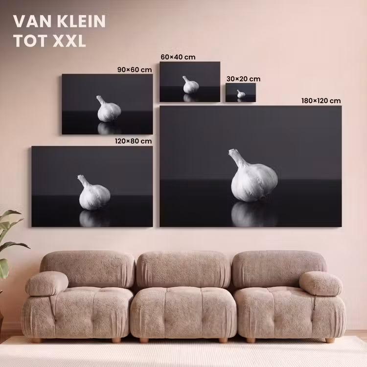 Canvas schilderij - Knoflook - Zwart - Wit — 8