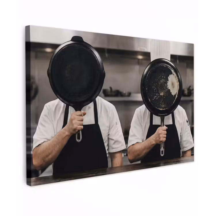 Canvas schilderij - Koks - Koekenpannen - Keuken — 1