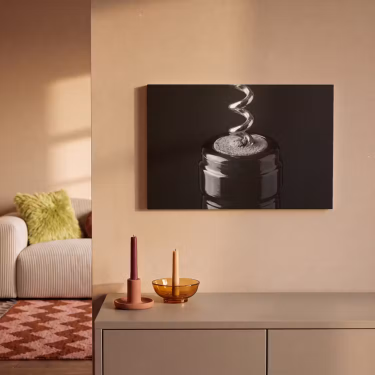 Canvas schilderij - Kurkentrekker - Wijn - Zwart - Wit — 2