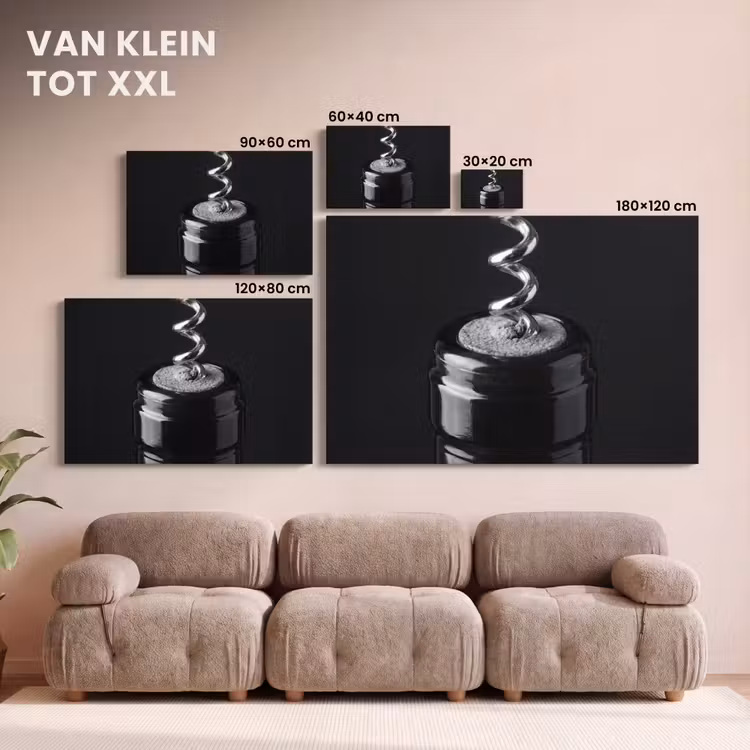 Canvas schilderij - Kurkentrekker - Wijn - Zwart - Wit — 8