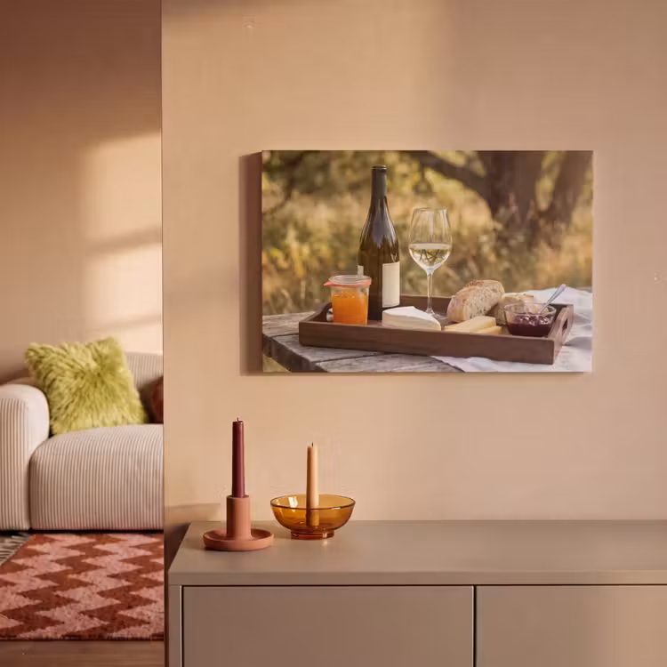 Canvas schilderij - Picknick - Wijn - Kaasplankje — 2