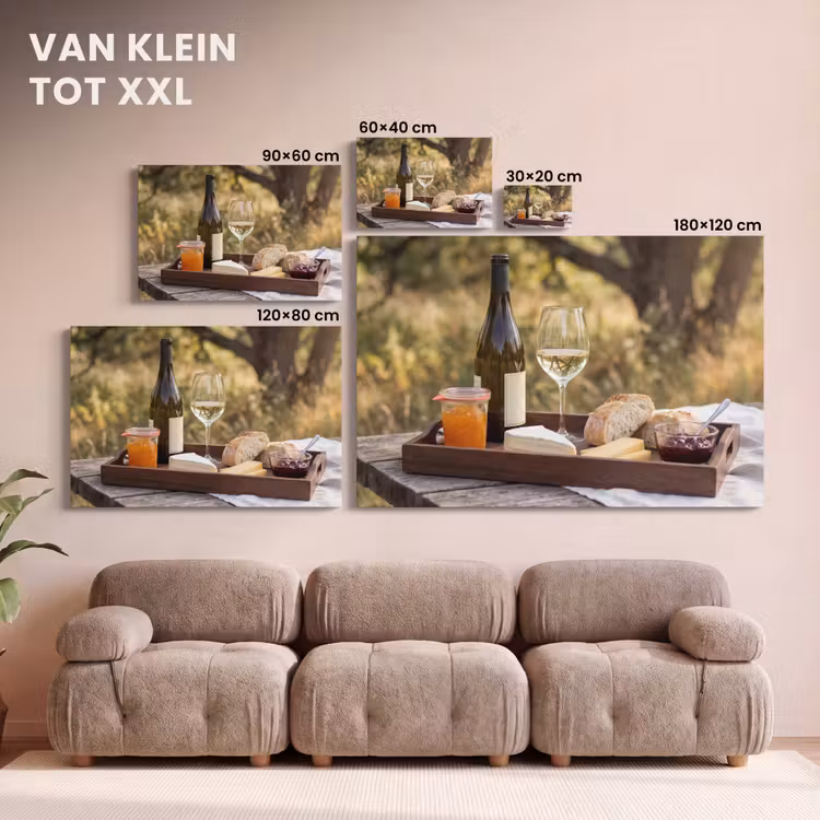 Canvas schilderij - Picknick - Wijn - Kaasplankje — 8