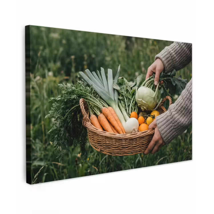 Canvas schilderij - Veld - Groenten - Biologisch - Oogst — 1