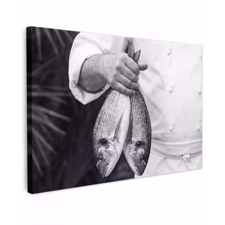 Canvas schilderij - Vissen - Chef - Zwart - Wit — 1