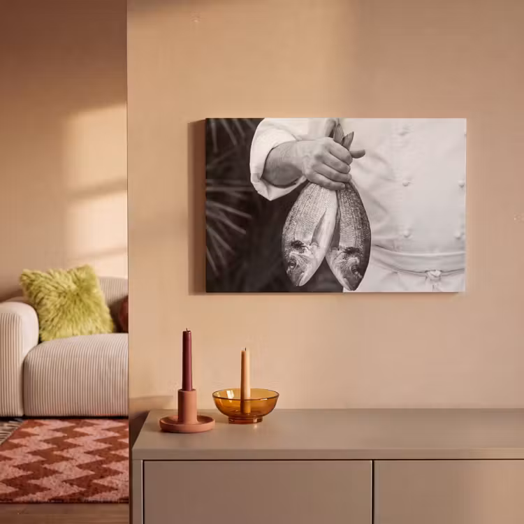 Canvas schilderij - Vissen - Chef - Zwart - Wit — 2