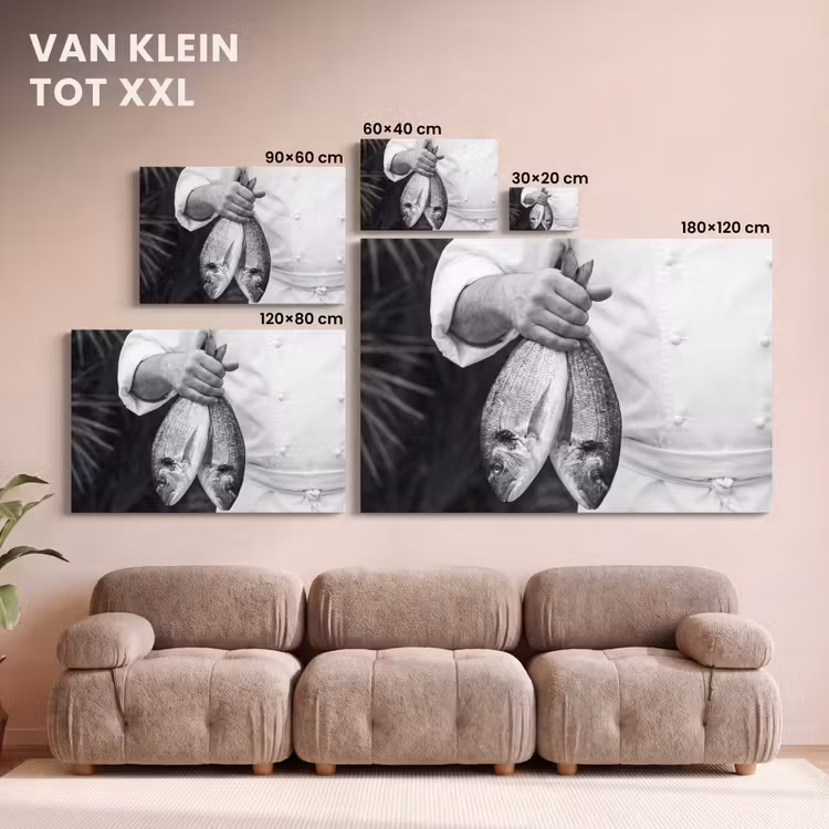 Canvas schilderij - Vissen - Chef - Zwart - Wit — 8