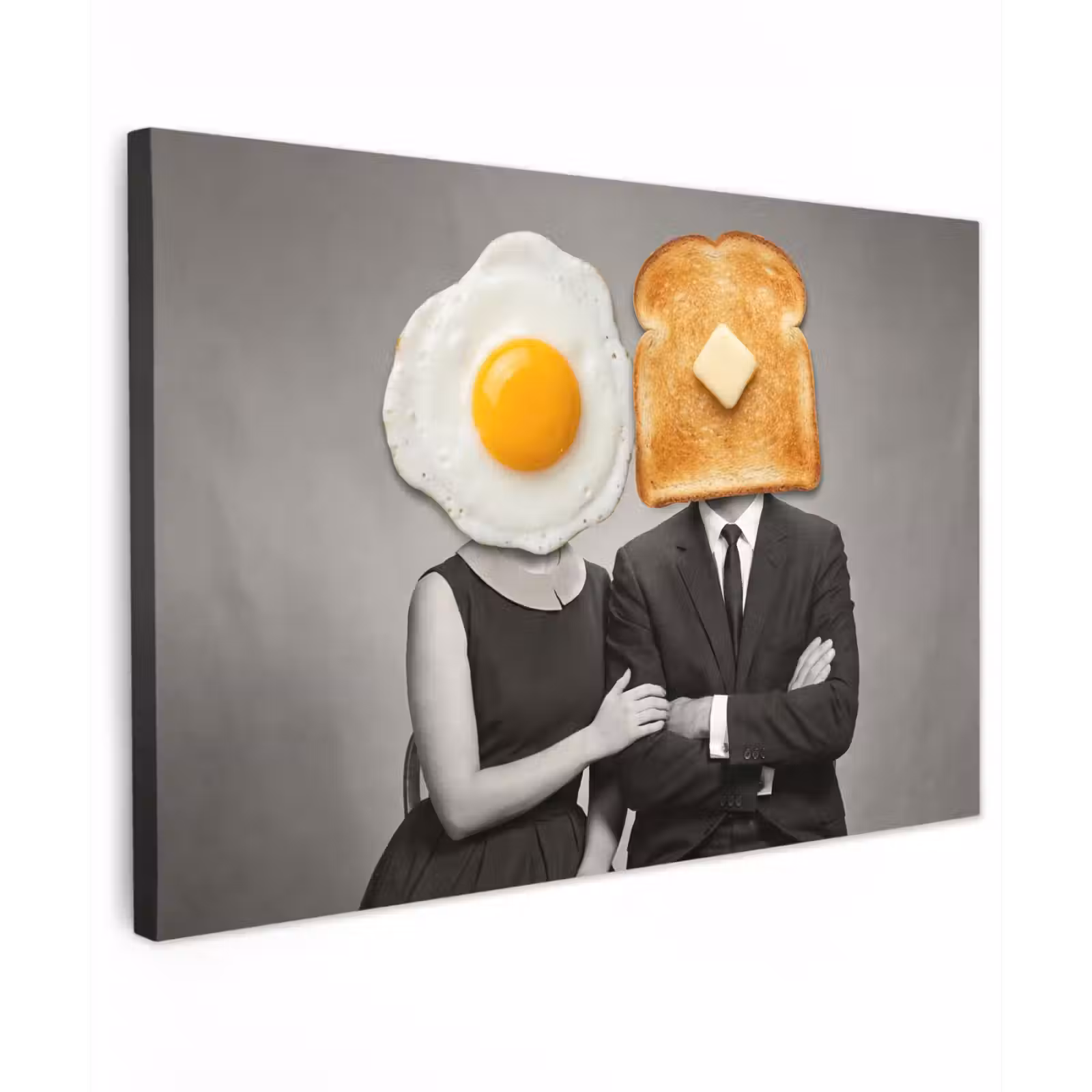 Canvas schilderij - Ontbijt - Koppel - Ei - Brood — 1