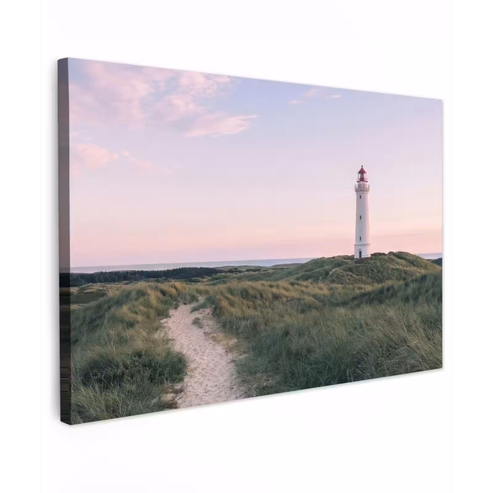 Canvas schilderij - Vuurtoren - Duinlandschap - Zee — 1