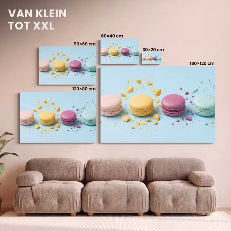 Canvas schilderij - Macarons - Kleurrijk - Pastel — 8
