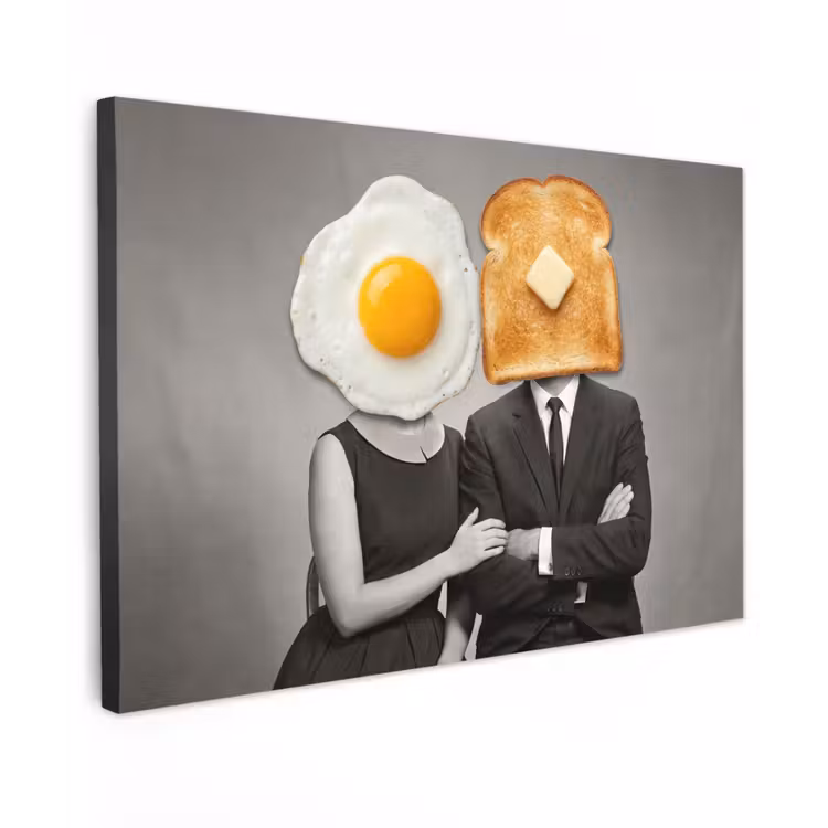 Canvas schilderij - Ontbijt - Koppel - Ei - Brood — 1