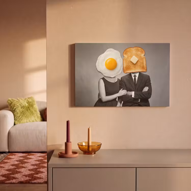 Canvas schilderij - Ontbijt - Koppel - Ei - Brood — 2