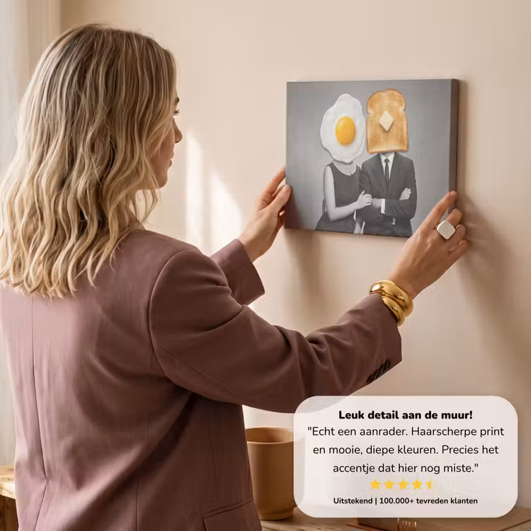 Canvas schilderij - Ontbijt - Koppel - Ei - Brood — 3