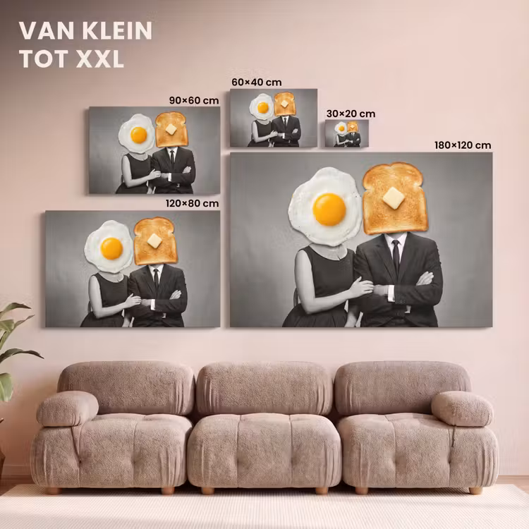 Canvas schilderij - Ontbijt - Koppel - Ei - Brood — 8