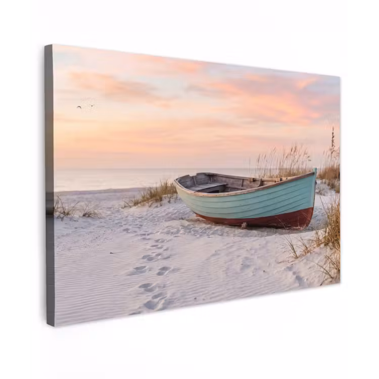 Canvas schilderij - Rustiek - Roeiboot - Zandstrand — 1