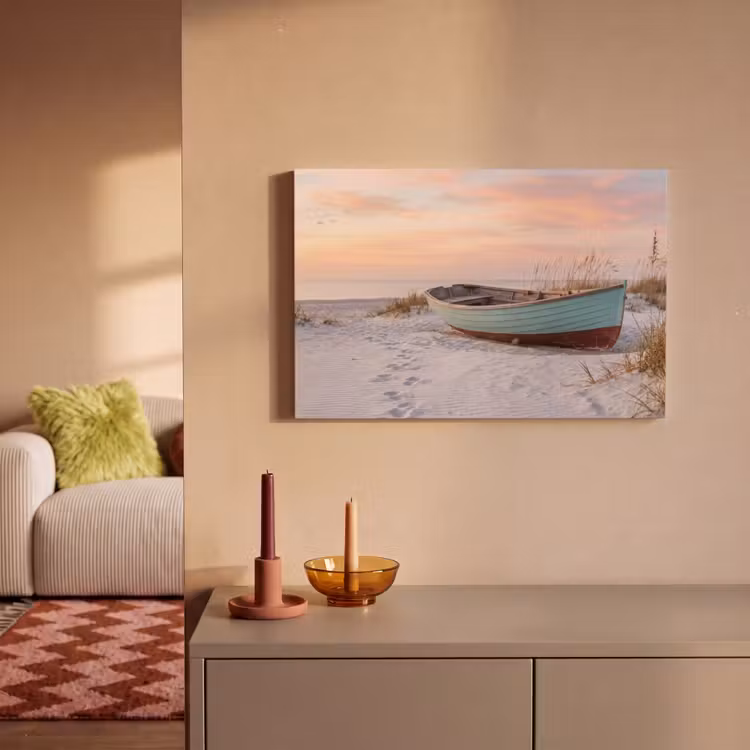 Canvas schilderij - Rustiek - Roeiboot - Zandstrand — 2