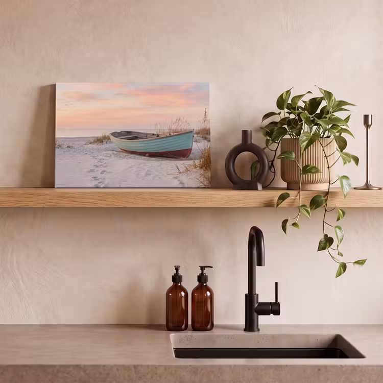 Canvas schilderij - Rustiek - Roeiboot - Zandstrand — 4
