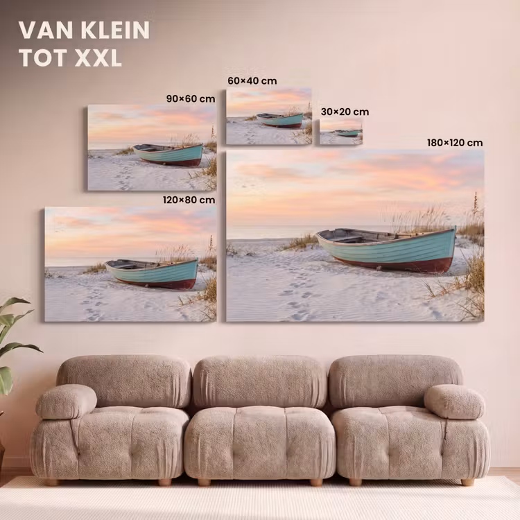 Canvas schilderij - Rustiek - Roeiboot - Zandstrand — 8