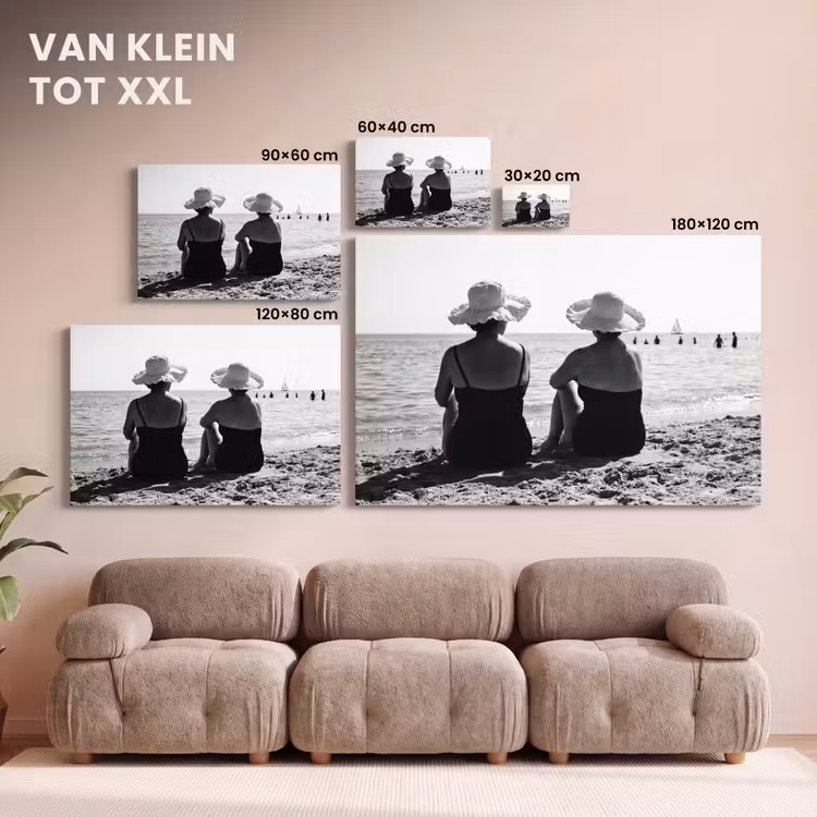 Canvas schilderij - Vrouwen - Zonnehoed - Strand - Zwart - Wit — 8
