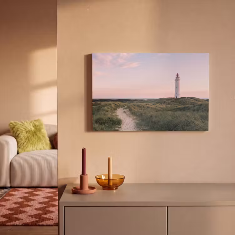 Canvas schilderij - Vuurtoren - Duinlandschap - Zee — 2