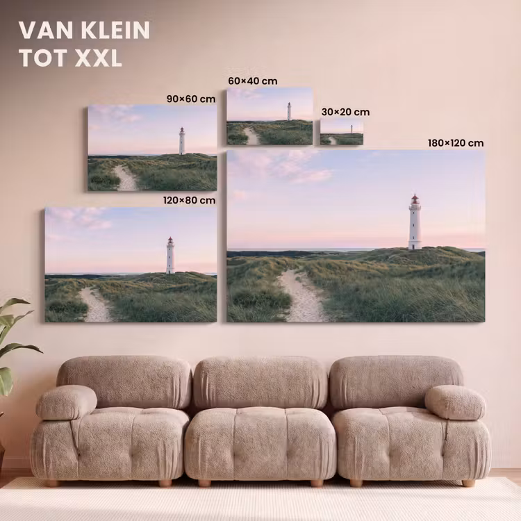 Canvas schilderij - Vuurtoren - Duinlandschap - Zee — 8