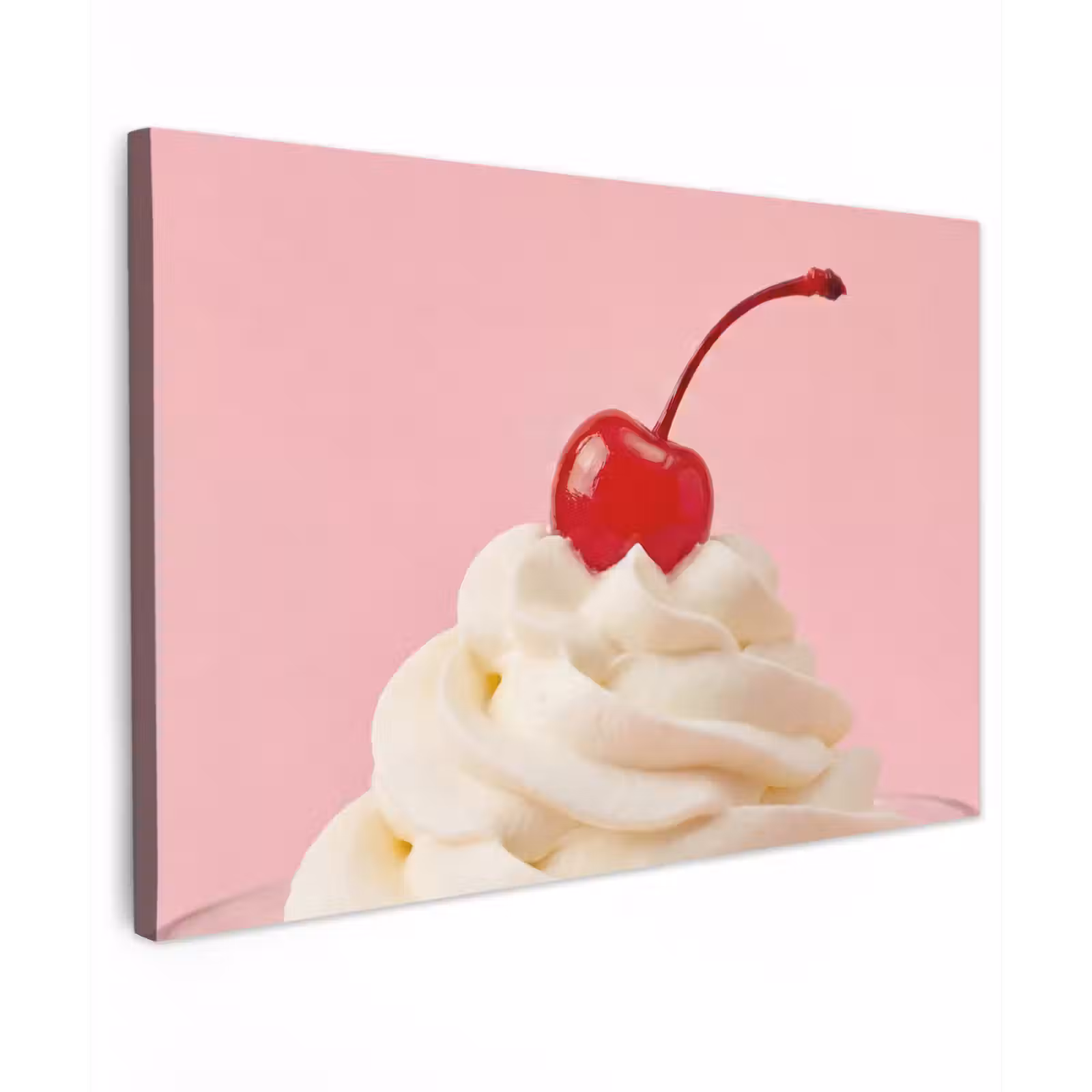 Canvas schilderij - Kers - Slagroom - Roze — 1