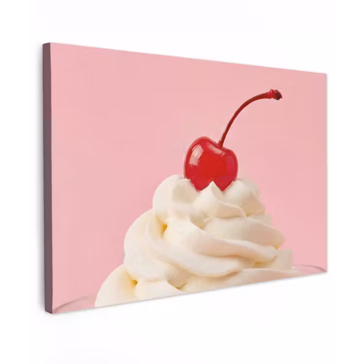 Canvas schilderij - Kers - Slagroom - Roze — 1